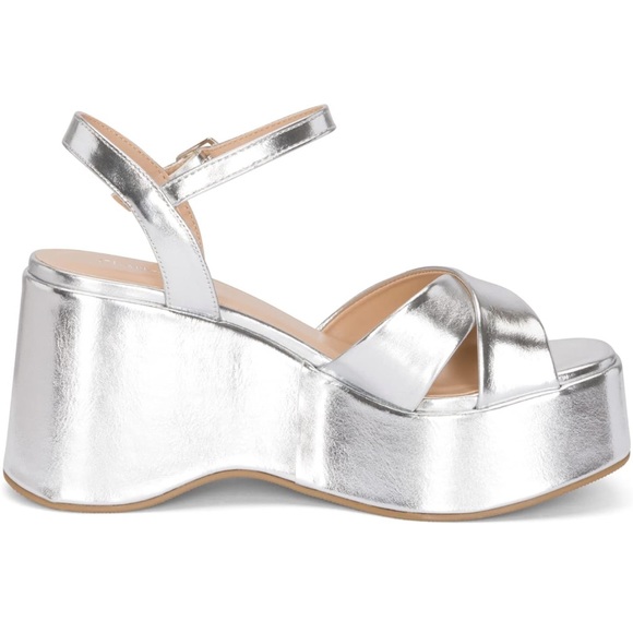 Silver Platform Wedge Sandals - Picture 4 of 8